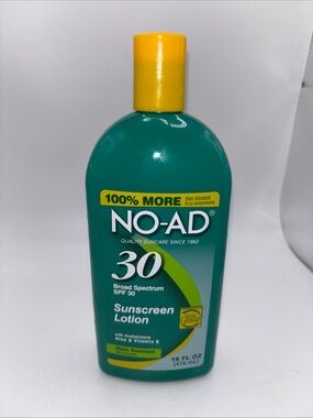 NO-AD SPF 30 Sunscreen Lotion | Broad Spectrum UVA/UVB Protection 16 oz